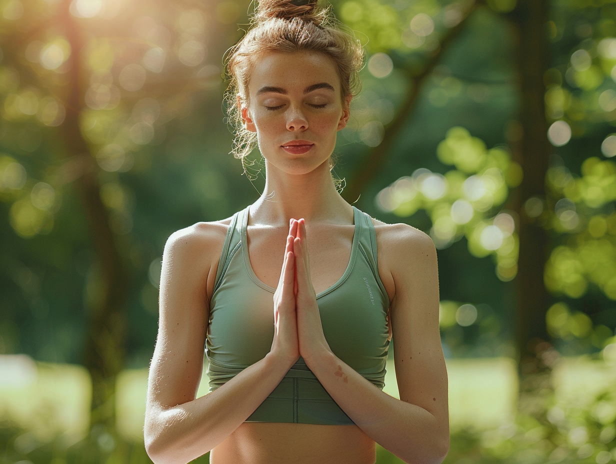 Людина практикує йогу на природі